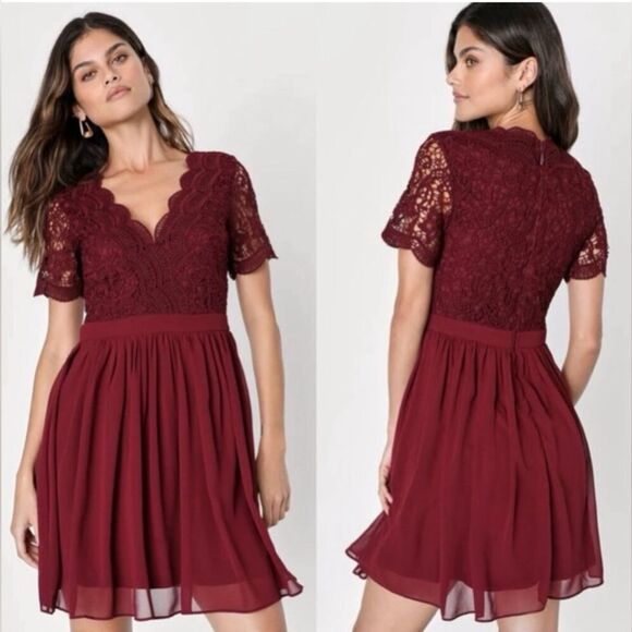 Lulu's Dresses & Skirts - Lulus Women's Angel in Disguise Lace Fit and Flare Skater Dress Size Small